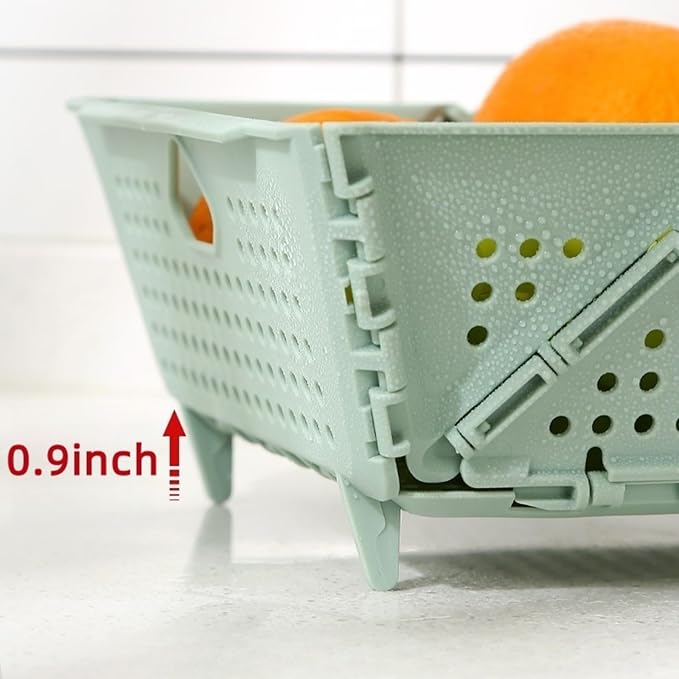 Collapsible Kitchen Colander and Strainer - Foldable Plastic Drain Basket for Fruit, Vegetables, Pasta - Space-Saving for Kitchen, RV, and Camping - BPA-Free & Dishwasher Safe (Green-1pcs)