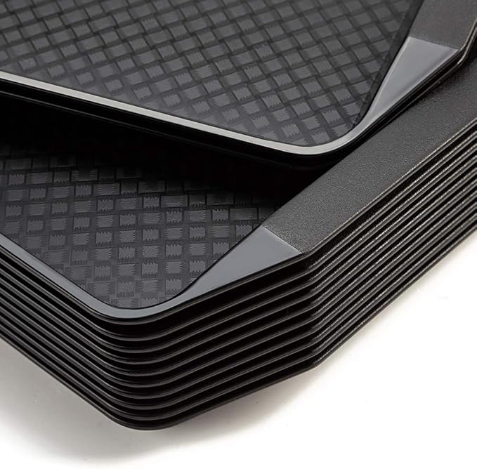 Plastic Fast Food Serving Tray,16.95 by 11.82-Inch,Set of 12 (Black)