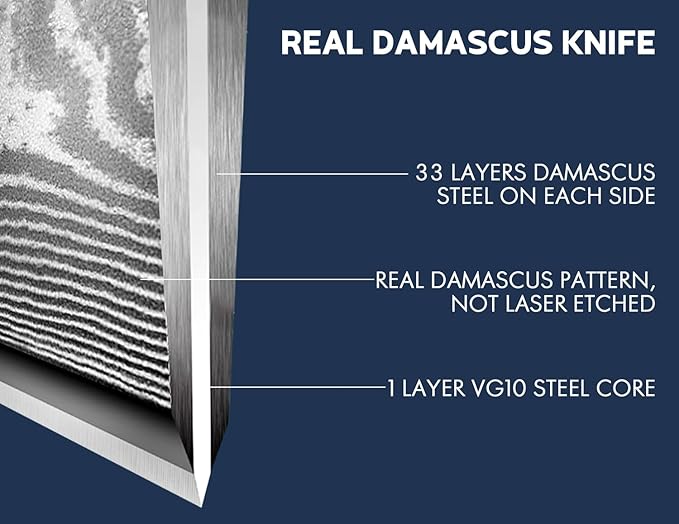Men Gifts: Damacus Chef Knife - Gifts for Dad, Birthday Gift from Daughter Son Kids, Full Tang G10 Handle, Christmas, Thanksgiving Best Dad Ever Father Gifts