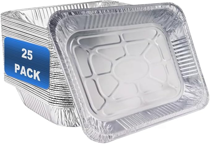 INFINITY EL Disposable Aluminum Foil Pan 25 Pack | Half Size 12.5" x 10" x 2.5" Deep Disposable Baking Pan | Heavy Duty Aluminum Foil Pan for Roasting Turkey, Lasagna, Thanksgiving, Christmas, Pary