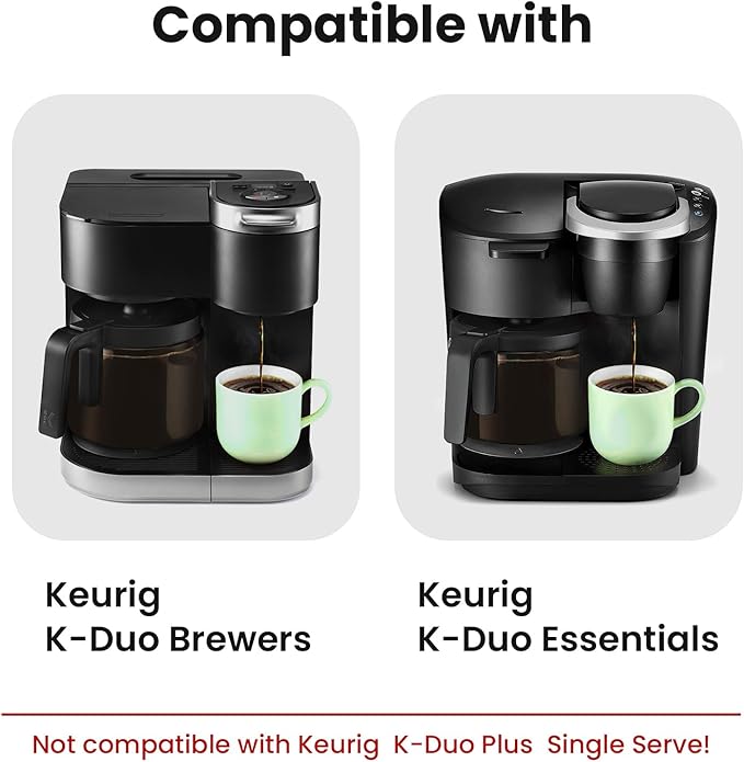 Reusable Coffee Filter For Keurig K Duo,Stainless Steel Reusable 8-12 Cup Basket for K-Duo Essentials and K Duo Brewers Makers, 2 Pack Reusable K Cups and 1 coffee filter