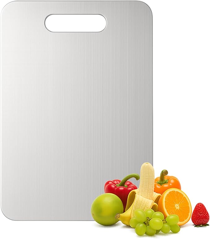 Titanium Cutting Board, 100% Pure Titanium Chopping Board for Kitchen, Hygiene & Durability Double Sided Cutting Board, Non toxic Chopping Board, Dishwasher Safe (13.2“ x 9.4”)