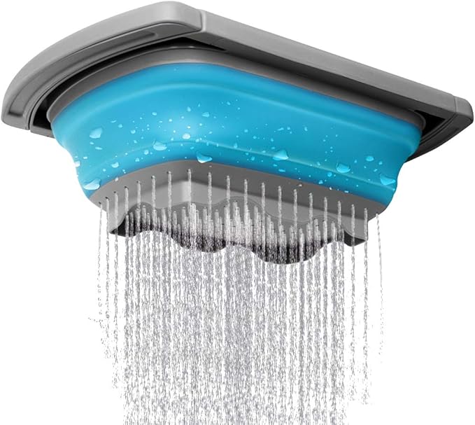 Qimh Colander Collapsible, Colander Strainer Over the Sink Food Colanders Strainers with Extendable Handles, 6-Quart, Dishwasher-Safe Kitchen Folding Strainer for Pasta, Veggies and Fruits