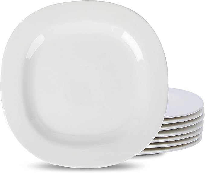 Stone Lain Quadro 4-Piece Dinner Plate Set Porcelain, White