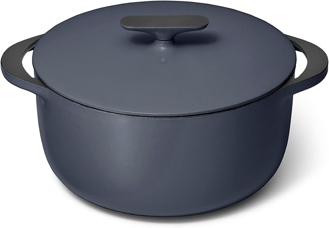 Caraway Enameled Dutch Oven - 6.5 qt Cast Iron Dutch Oven With Lid - 3 Layer Enamel Coating - No Seasoning Required - Compatible With All Stovetops - Oven Safe - No Forever Chemicals - Midnight Blue