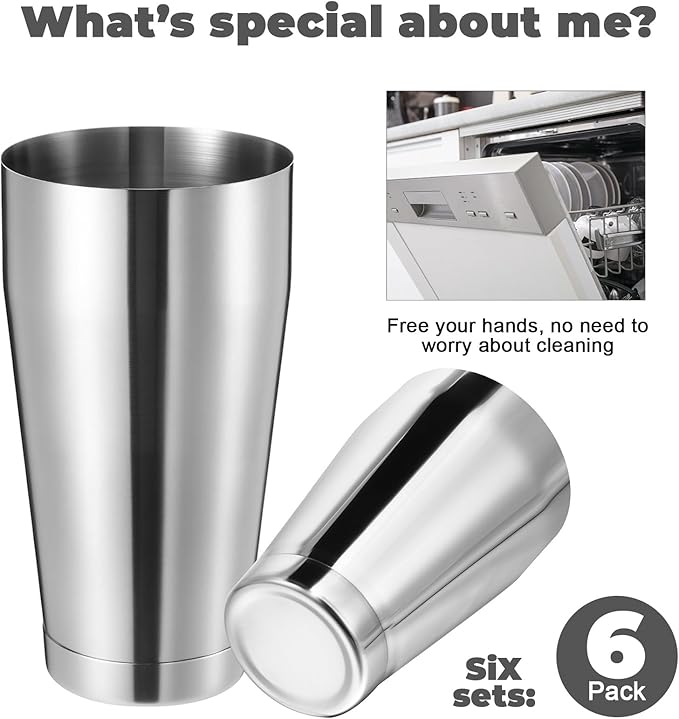 Sabary 12 Pcs Cocktail Shakers Professional Bar Shaker Boston Set Stainless Steel Martini Drink Mixer Basic Tool Weighted Shake Metal Can Cocktail Shaker Set, 18 Oz, 28 oz (Silver)