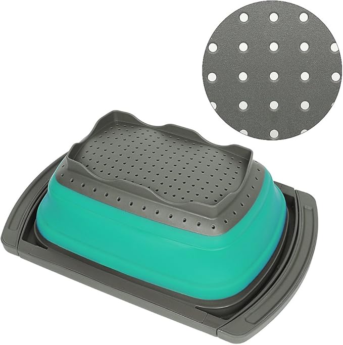Qimh Colander collapsible, Colander Strainer Over The Sink Vegetable/Fruit Colanders Strainers With Extendable Handles, Folding Strainer for Kitchen,6 Quart