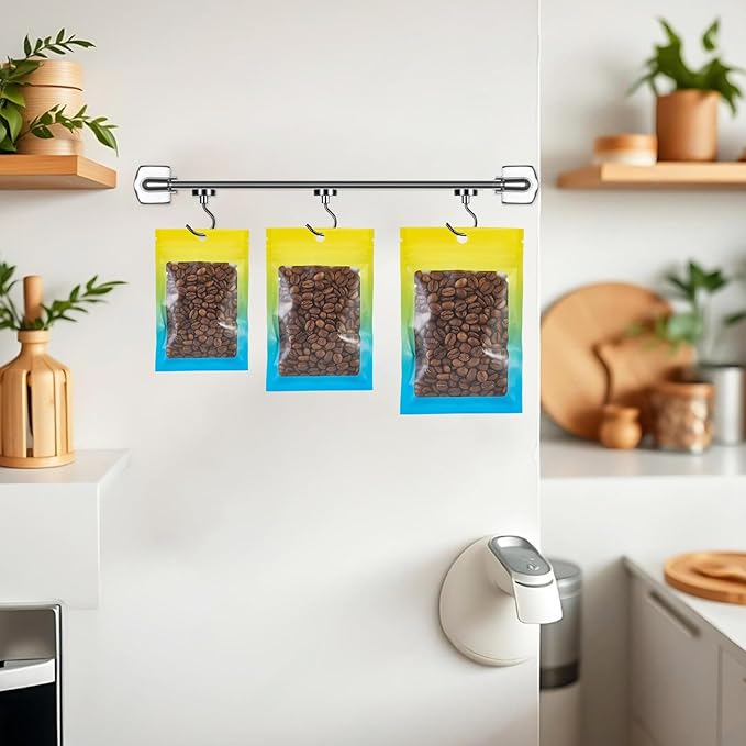 100 Pcs Resealable Mylar Bags, Gradient Color Food Storage Bags, Zip Bag Foil Bags Packaging Pouch for Food Storage, Sample, Small Business (Yellow Blue, 5.9 X 8.6 Inch)