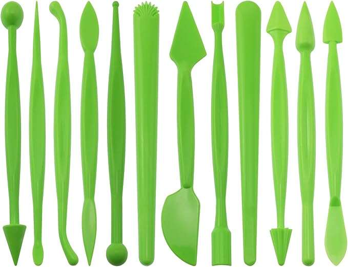 12PCS Sculpting Pen Tool Set Flip Cake Decorating Hand Clay Pottery Craft Casting For Pastry Molding Chocolate Sculpting Dessert Cake Flower Modeling Tools