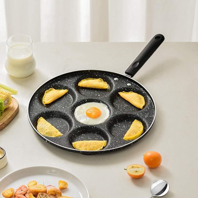 LAVEN Egg Frying Pan, 7-Grid Multi Egg Cooking Pan, Non Sticking Plett Pan for Restaurant, Hotel Household Kitchen Use