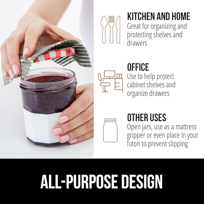 GORILLA GRIP powerGRIP Drawer Shelf and Cabinet Liner, Thick Strong Hold, Non-Adhesive Liners Protect Kitchen Cabinets and Cupboard, Bathroom Drawers, Easy Install, Breathable Mat, 20" x20', Gray