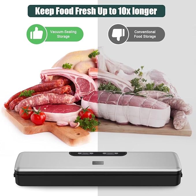Food Vacuum Sealer Machine Compact Design 100 Times Consecutive Works 5 Food Modes Dry&Moist Multi-Functional Vacuum Sealing Saver Storage with 10 Vacuum Seal Bags