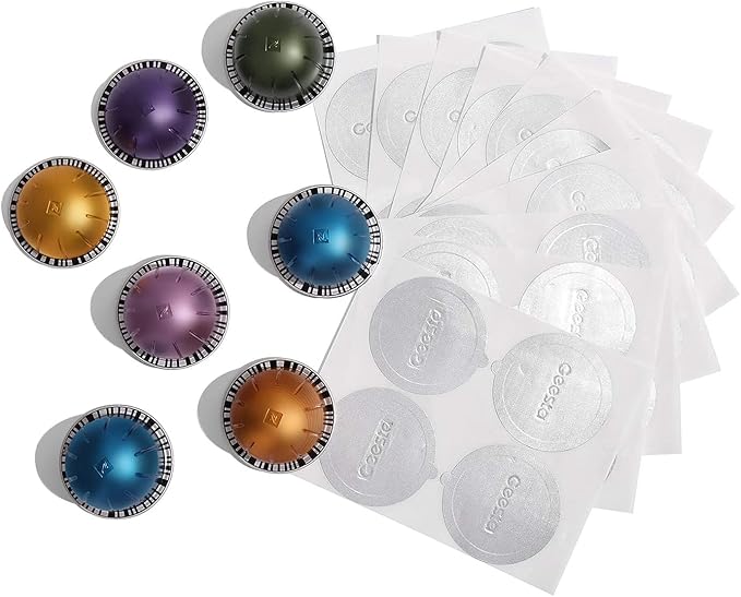 Geesta Reusable Aluminum Foil Seals Lid Compatible with Nespresso Vertuoline Capsule-240 Pcs