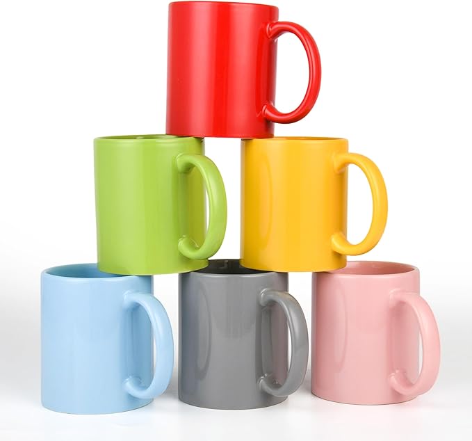 12oz coffee mug set of 6 Coffee Mugs for Coffee, Tea, Cocoa, Milk( Multiple color)