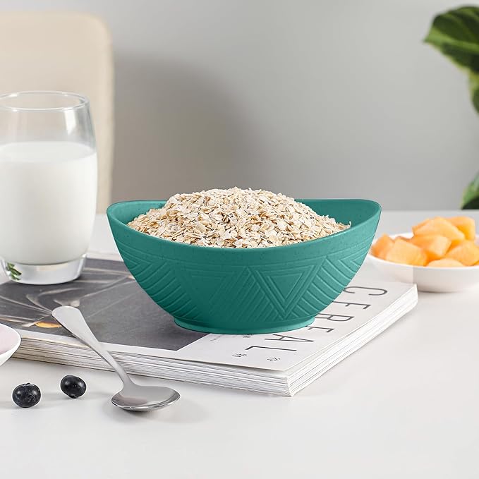 Wheat Straw Bowls Set 26 OZ, Unbreakable Cereal Bowl 4 Pack, Bowls for Kitchen, Microwave Safe Plastic Bowls Reusable, Serving Bowls Set for Dinner, Cereal, Salad, Oatmeal, Soup (Matte Multi)