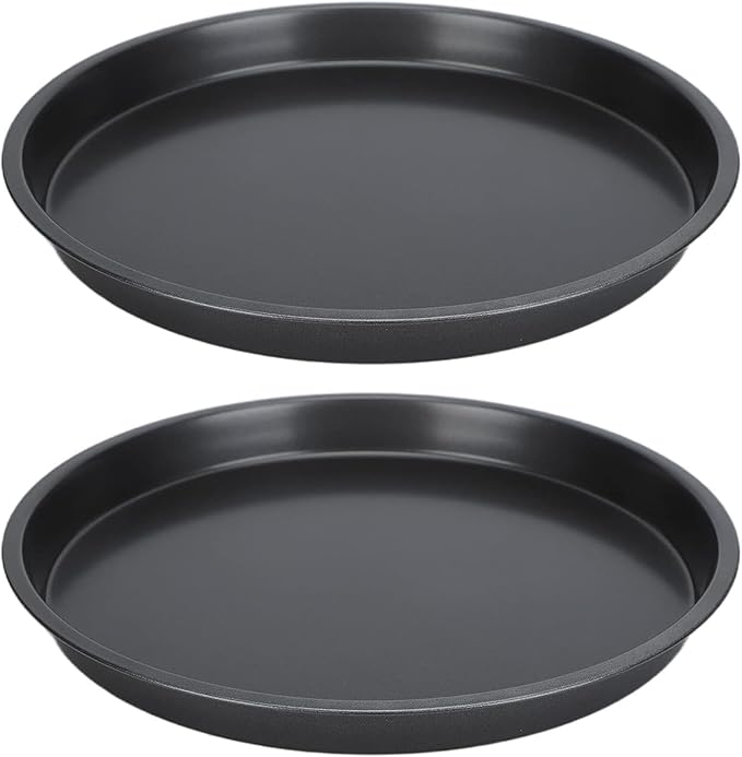 12 Inch Pizza Pan for Oven, 2 Pack Nonstick Round Heavy Duty Aluminum Pizza Baking Tray, Restaurant Style Deep Dish Pizza Pan with Rolled Edge & Warp Resistant (Thickened Crisper Pan)