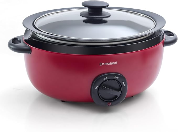 Slow Cooker 6+ Quart Red Uniform Heating,Non Stick Pot,Aluminum,6.5Qt Slow Cooker Makes Your Food More Delicious.Suitable as a Gift for Wives,Parents,and Friends