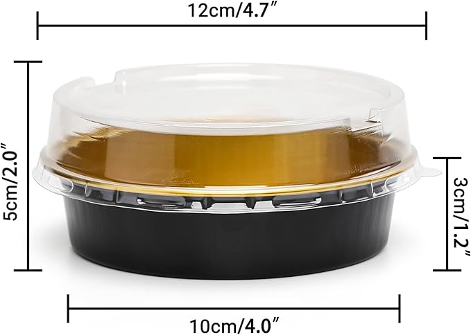 Beasea 20 Pack Cheesecake Pan with Lids, 8 Oz 4 Inch Round Foil Tart Tins Muffin Container with Lids Mini Pie Pans Mini Cake Pan Disposable Tart Pans For Pizza Pie Tart Quiche