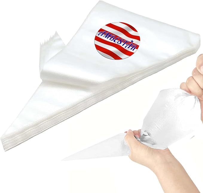 24 Inch Extra Large Piping Bags Disposable, Thickened 100Pcs Disposable Clear Plastic Icing Piping Bags, Food Grade Cake Decorating Bags for Dessert, Pastry, Cookies, Cupcake Decorating