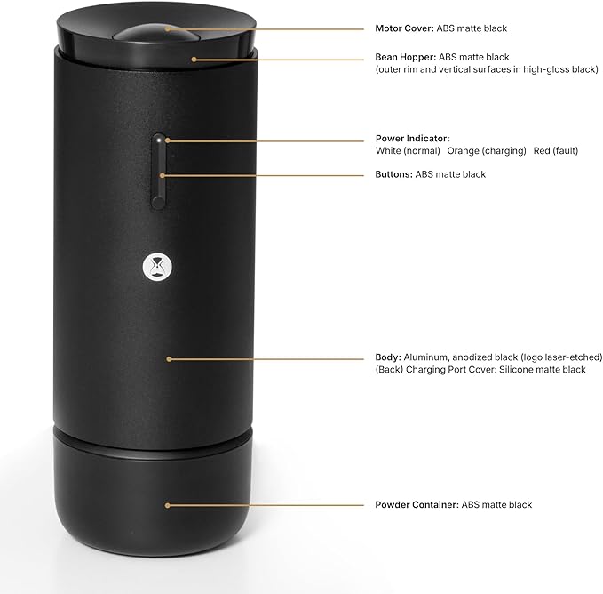 TIMEMORE Electric Coffee Grinder Portable - Adjustable Burr Grinder with 30 Precise Settings, Auto Stop & Clog Protection for Espresso, Pour-Over, French Press Moka,for Home Outdoor Use(Black)