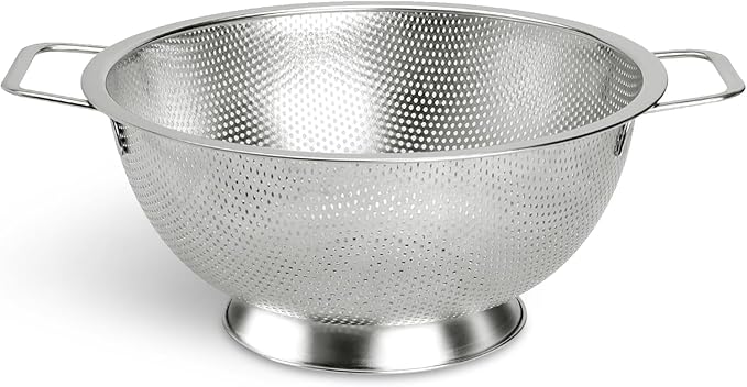 Colander Stainless Steel 3-Quart, Kitchen Strainer for Pasta, Fruits Vegetables, Dishwasher Safe