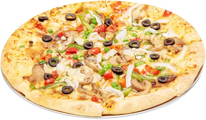 Restaurantware Met Lux 12 Inch Commercial Pizza Pan 1 Coupe Style Pizza Cooking Tray - Heavy-Duty 18-Gauge Aluminum Round Baking Tray Oven-Baking For Pizzas & More (Pack of 3)