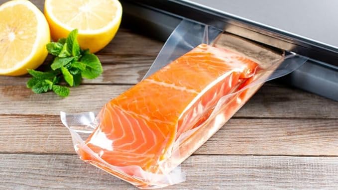 Medium 8X12 Vacuum Food Sealer Bags, Precut, Transparant, Commercial Grade, BPA Free, Heavy Duty, Storage for Meal Meat Vegetables (100 pcs)