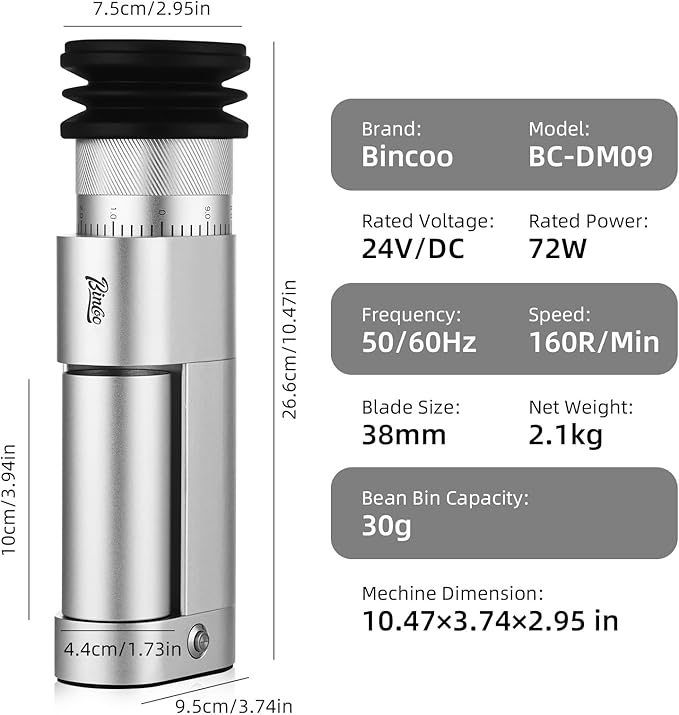 Electric Espresso Grinder - One-Touch Coffee Bean Grinder with Magnetic Dosing Cup and Air-Blowing, Stepless Adjustment Burr Coffee Grinder, Compact & Quiet for Home Office Use