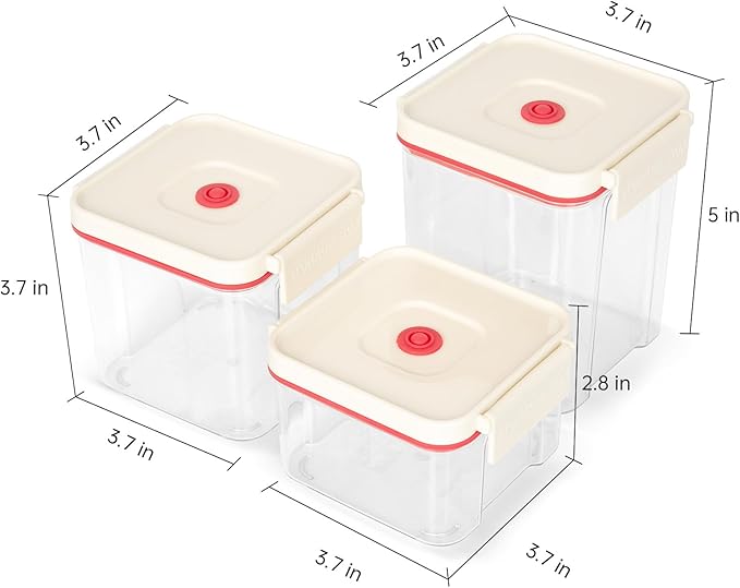 Vacuum Sealed Food Storage Containers with Air Valve (3-in-1 Set),Works With Handheld Vacuum Sealer Machine(Vacuum Sealer Not Included)