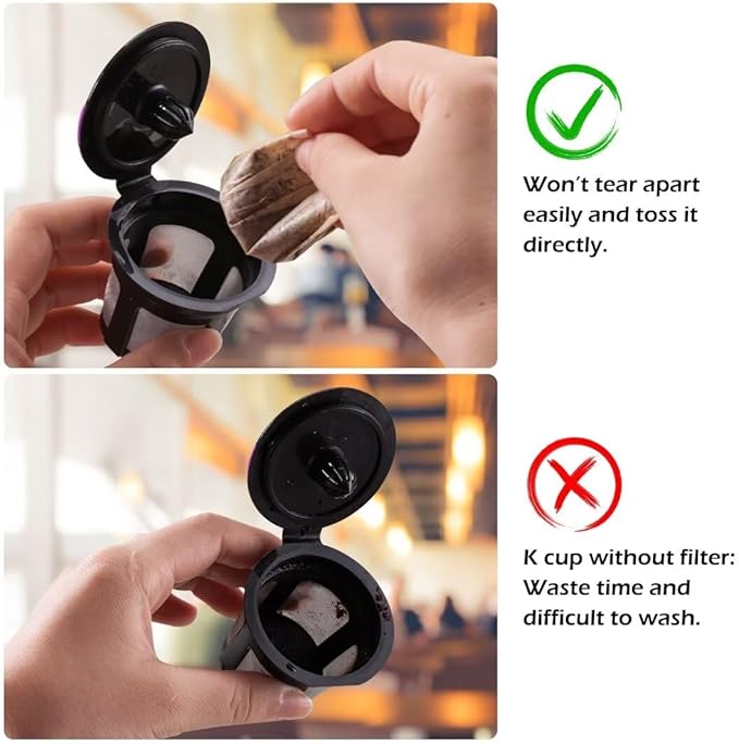Disposable Paper Coffee Filters, Paper Filters for Keurig Single Brewer Reusable Cups, K-cup Coffee Pods, Fits All Brands Reusable K Cups (300)…