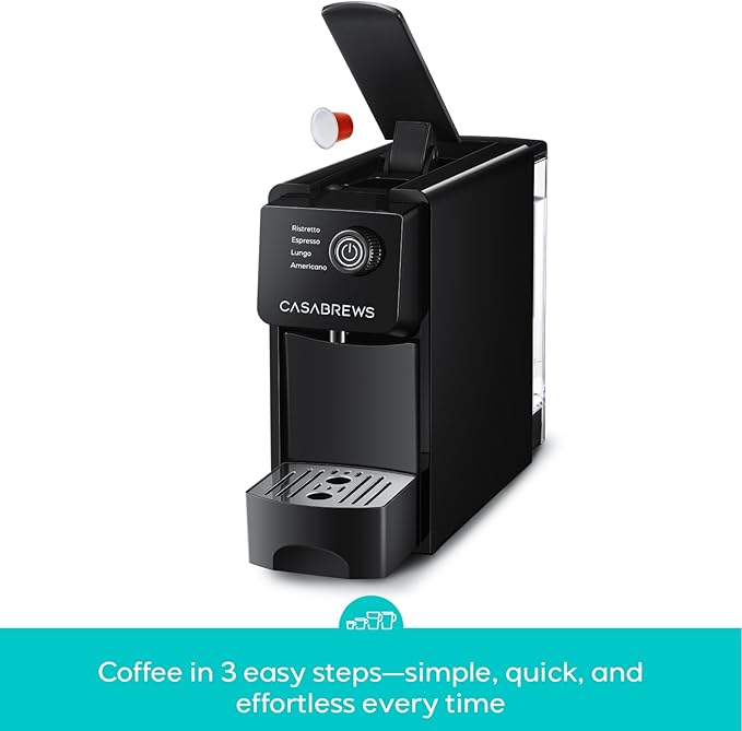 CASABREWS CM7036E Espresso Machine for Nespresso Original Pods, 20 Bar Compact Capsule Coffee Machine with 21 oz Removable Water Tank and 4 Brewing Modes, Mini Espresso Maker for Home or Office, Black
