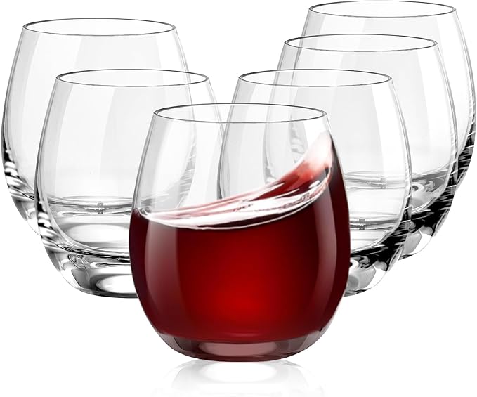 10oz Premium Plastic Wine Glasses Set of 6 Unbreakable Outdoor Wedding Cups Yacht Party Tumblers Stemless Reusable Cups for Red White Wine High-End Events