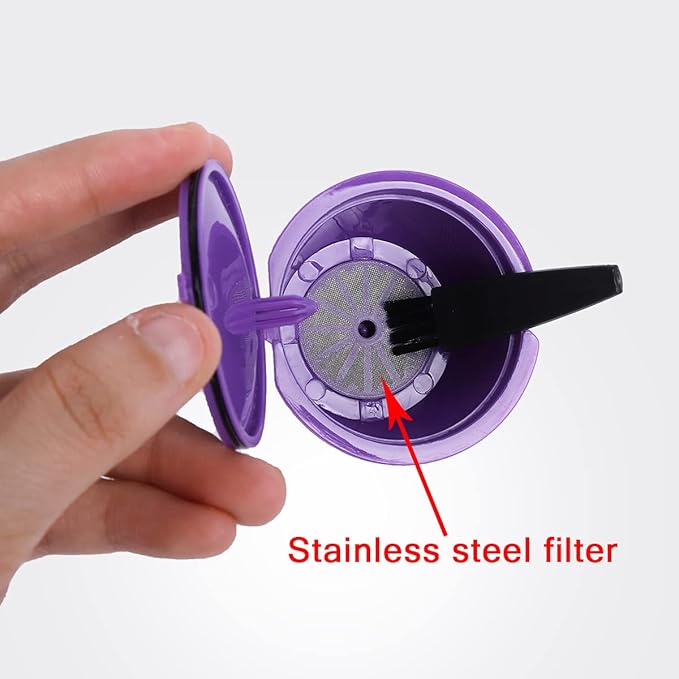 KEEPOW Reusable Coffee Capsules Compatible with Nescafe Dolce Gusto Machine, Refillable Coffee Pods 6 Pack (2 * Black + 2 * Brown + 2 * Purple)