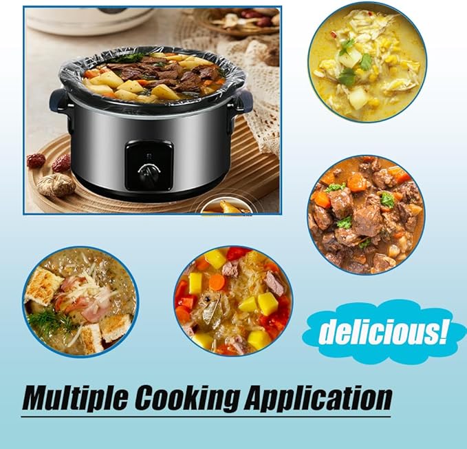 Slow Cooker Liners 20 Count Cooking Bags Extra Large Size Disposable Pot Liners, Fit 6QT to 10QT for Slow Cooker Cooking Trays Suitable for Oval & Round Pots 14"x 22", 20 Liners