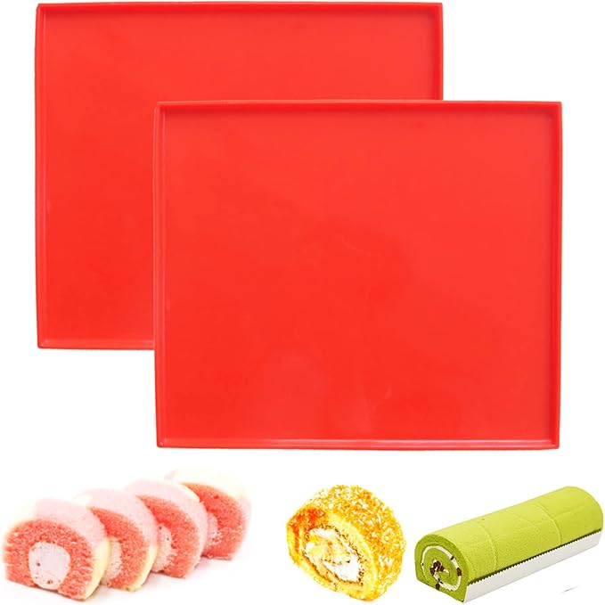 Swiss Roll Cake Mat - Flexible Multipurpose Silicone sheet Nonstick jelly roll pan Baking Tray Pastry Mat Pizza Cookies Mold(set of 2)