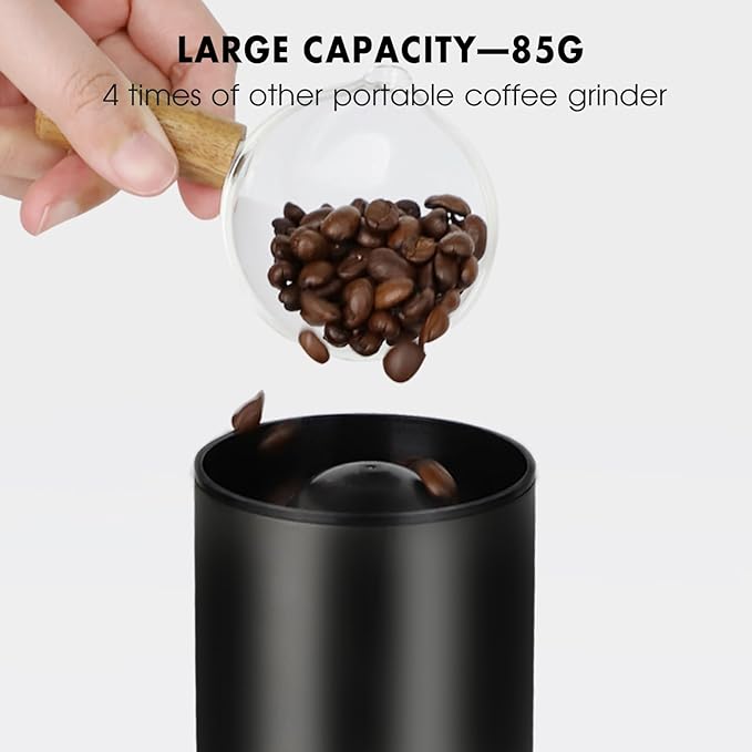 Electric Burr Coffee Grinder, 80 Precise Settings Rechargeable Cordless - Conical Stainless Steel Grinder for Espresso, Drip, French Press, Portable for Travel & Home Use