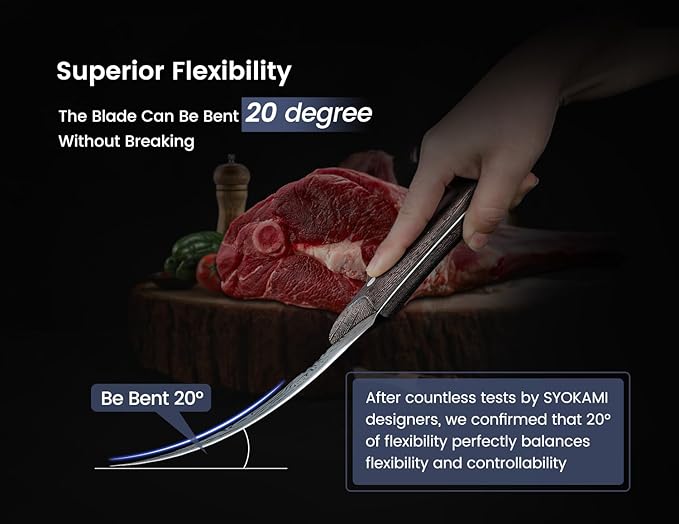 Boning Knife for Meat Cutting, 6.5 Inch Japanese Style Fish Fillet Knife with Wood Handle, High Carbon Razor Sharp Curved Blade for Deboning Trimming, Housewarming Birthday Cooking Gifts