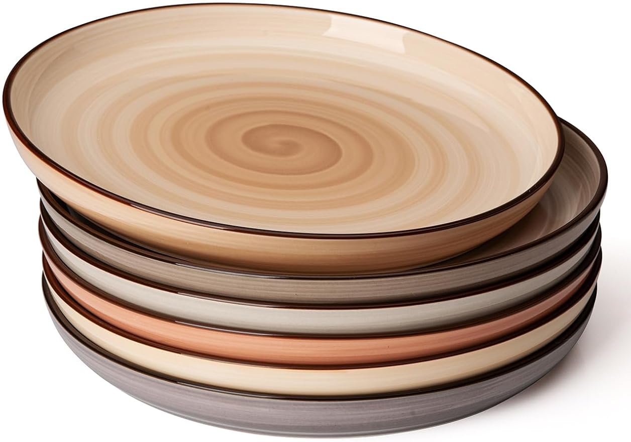 Sweese Porcelain Dinner Plates Set of 6-10 Inch Round Dish Set for Meals, Microwave Dishwasher Safe, Elegant for Parties, Weddings, Restaurants