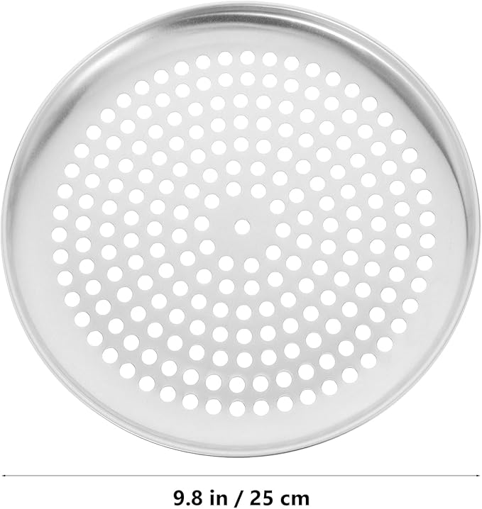 Yardwe Perforated Pizza Baking Tray 10-Inch Stainless Steel Pizza Pan with Holes Ideal for Home Oven and Restaurant Use