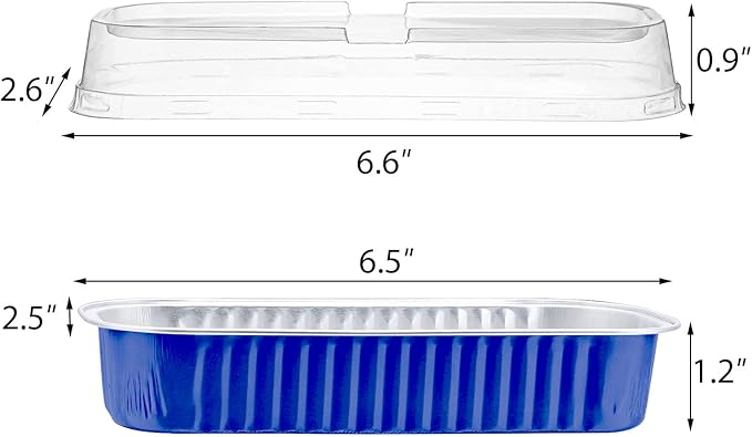 EUSOAR Dessert Cups with Lids, 50pcs 6.8oz 6.5"x2.5"x1.2" Aluminum Foil Baking Cups Mini Loaf Pans Tin Disposable, Ramekins Containers Wrappers Cheesecake Creme Brulee for Party Gathering