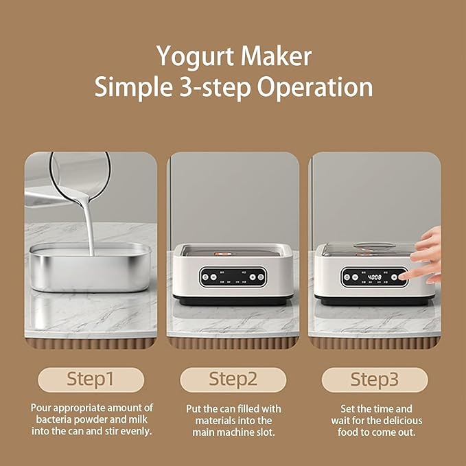 Yogurt Maker with 5 BPA-Free Jars, Temp Control & Smart Timer, Homemade Greek Yogurt, Effortless 3-Step Setup, LED Display - Perfect for Keto/Vegan Diets