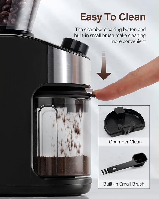 SHARDOR Burr Coffee Grinder 3.0, 32 Grind Settings for Espresso, Pour Over, Drip, and French Press, Adjustable Timer, Easy-Clean Chamber for Home Brewing