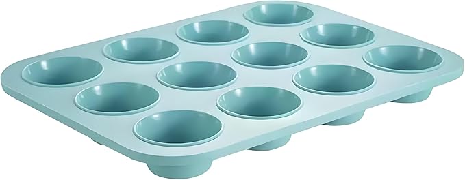 Thickened Silicone Bundt Cake Pan and Moldes Para Gelatinas, Heavy Duty Cake Mold for Baking, BPA Free, Mint Green (Pudding Jelly 12-Cups / 1Pcs) 