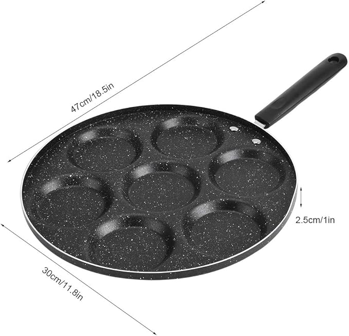 LAVEN Egg Frying Pan, 7-Grid Multi Egg Cooking Pan, Non Sticking Plett Pan for Restaurant, Hotel Household Kitchen Use