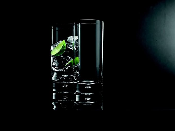 Home Essentials & Beyond Highball Glasses set of 4, 17 oz Drinking Glasses, Red Series Heavy Bubble Base