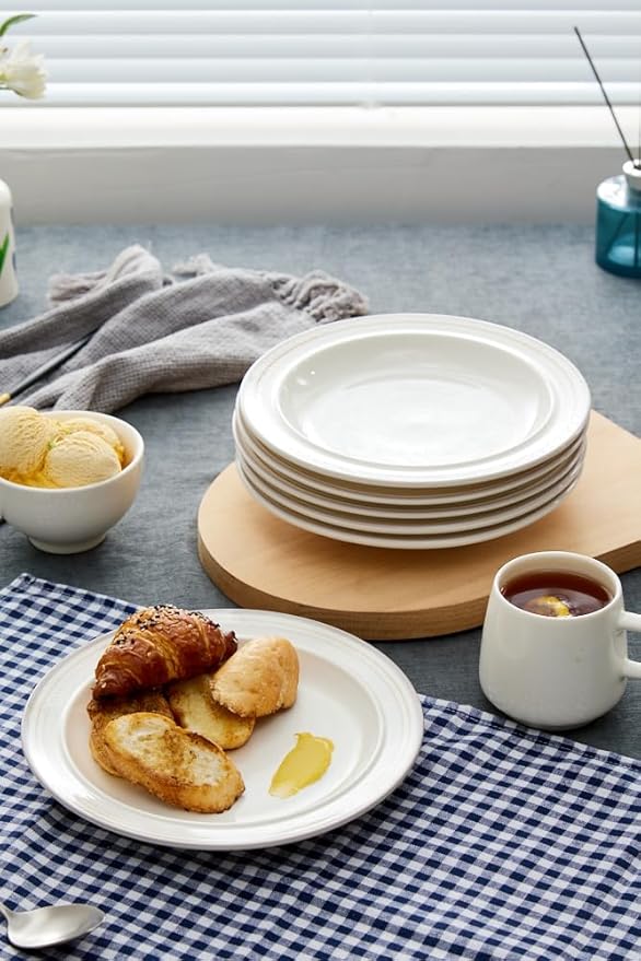 10.5-inch Porcelain Dinner Plate Set of 6 - Microwave, Oven and Dishwasher Safe, Scratch Resistant. (Cozy Gray)