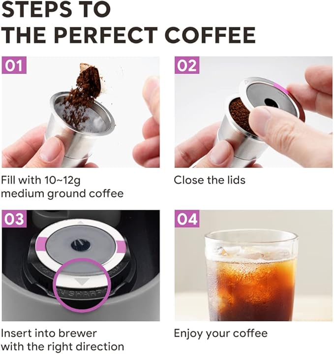 Stianless Steel Reusable K Cup Coffee Pods Compatible for K eurig 1.0 & 2.0 Coffee Maker Refillable K-eurig Coffee Filter with Replacement Rubber O-rings