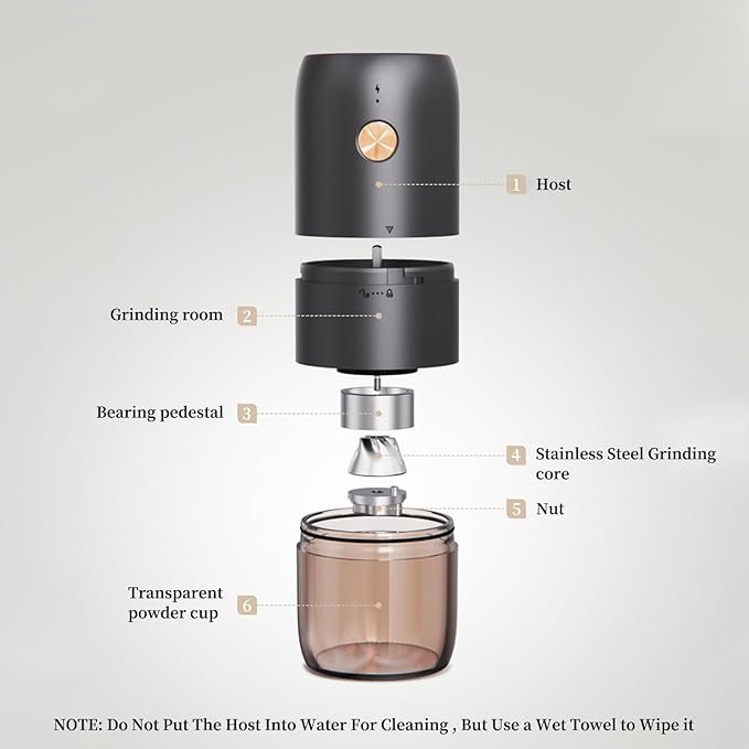 Generic Portable Battery Powered Burr Coffee Grinder with Adjustable settings, 35G Capacity, 1500mAh Rechargeable, Conical Stainless Steel Burr for Espresso, Manual Brew, Travel, Camping