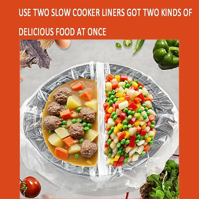 Slow Cooker Liner,Disposable Cooking Bags Large Size Fitted liners for electric slow cookers Fits 3-8 Quarts 13×21 Inch Suitable for Oval & Round Pots (20)
