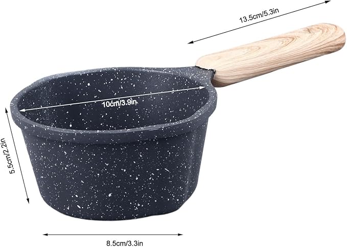 Mini Milk Warmer Pot, 9.5oz/280ml Nonstick Sauce Pan Butter Melting Pot for Stove Top, Small Coffee Milk Warmer Pots with Pour Spout for Home Kitchen Restaurant (Black)